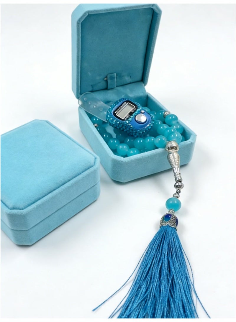 XiaoGiqi 33-bead Taisbiha prayer beads （Sky blue） - Image 1